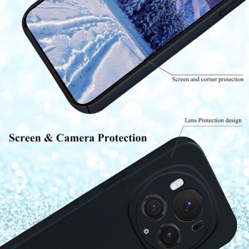 Liquid Air silikoninis juodas dėklas - su kameros apsauga (Huawei Honor Magic 6 Pro)